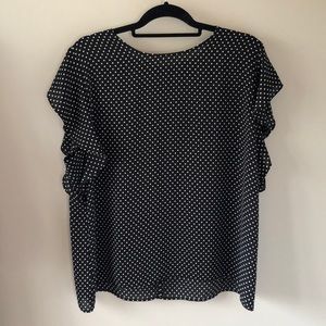 Ann Taylor Factory Short Sleeve Polkadot Blouse